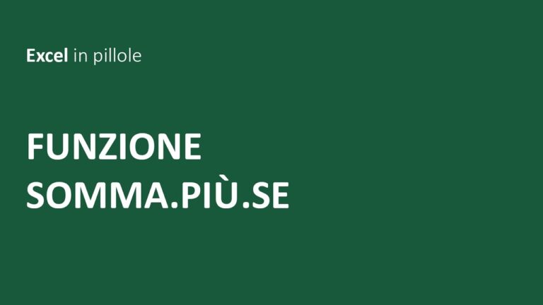 Ottimizza la somma condizionale in Excel